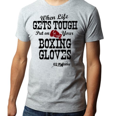 02☆FIGHETER （オツ☆ファイター）WHEN LIFE GETS TOUGH PUT ON YOUR BOXING GLOVES 半袖Tシャツ