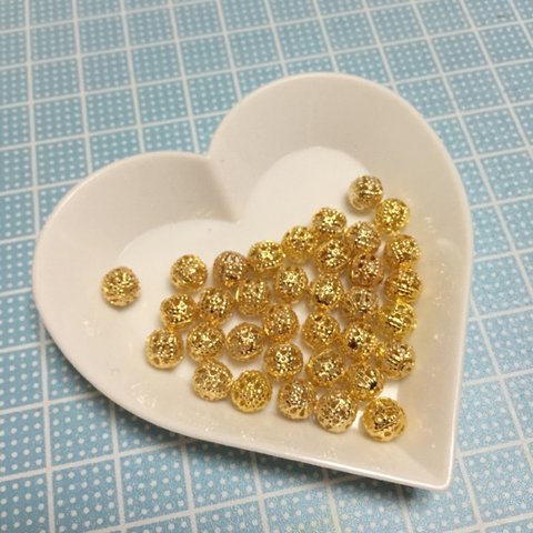 再販！増量中♡透かし玉 6㎜ 35個 ゴールド