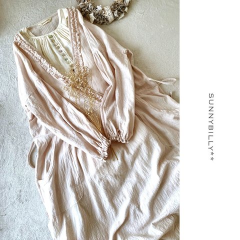 【受注制作】cotton washer / Cachecoeur slit dress / natural