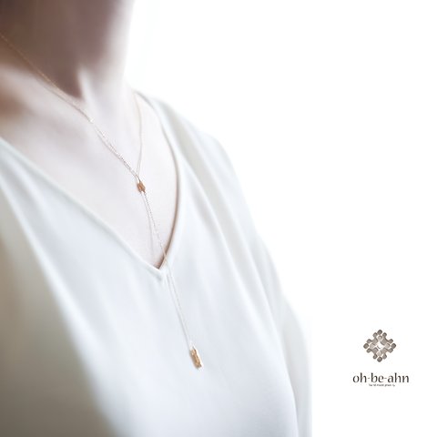 14KGF - カットビーズ　シンプル Y字ネックレス - simple cut beads Y necklace -