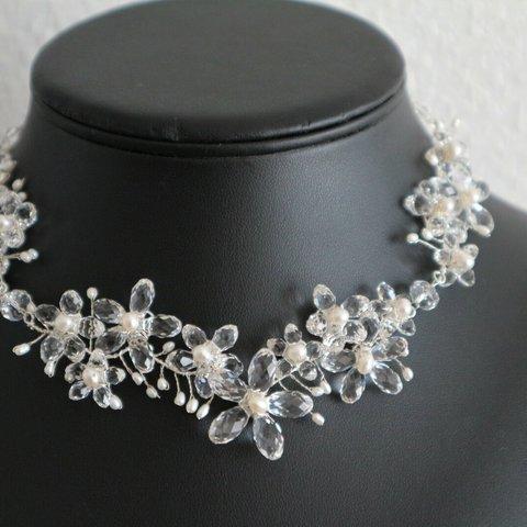 スワロの花No１ウエディングネックレス  シルバー ネックレス sterling silver Precious Sakura Flowers 