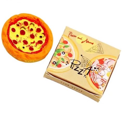 1個　ピザセット　(pizazz 1枚、箱)  テイクアウト　フード　飲食　ミニチュア　アイテム　ドール用品 ドールハウス