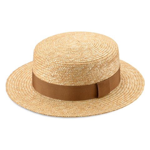 Marin/G マラン/ジー 麦わら帽子 カンカン帽 ナチュラル×ベージュリボン 57.5cm [UK-H026-BE-M]