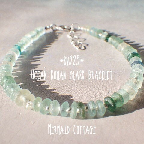 *sv925*Ocean Romanglass Bracelet ローマングラス☆アジャスター