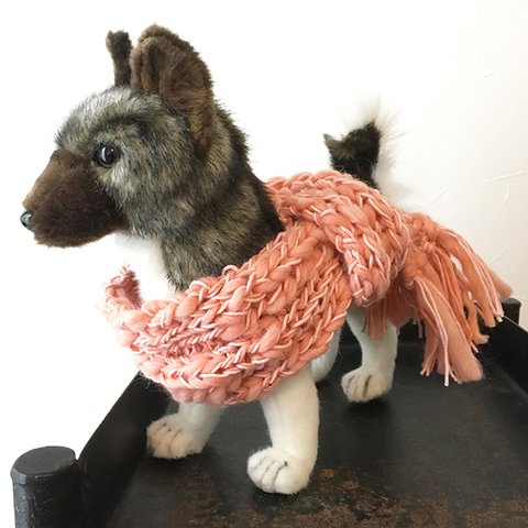 犬用 ウールマフラー ★ スラブ糸 ウール100% 小型犬用 防寒 犬服 ファッション 