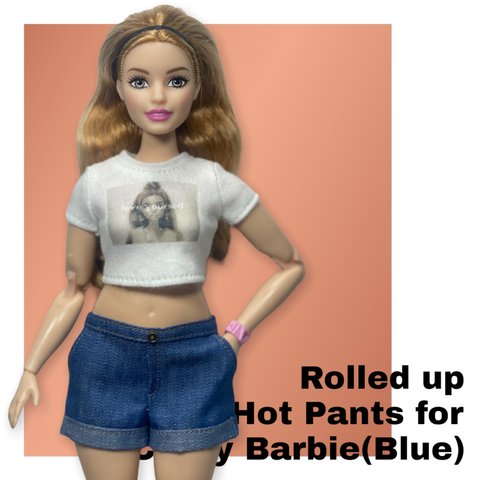 Curvy Barbie//カーヴィーバービー ロールアップデニムショートパンツ(ブルー)