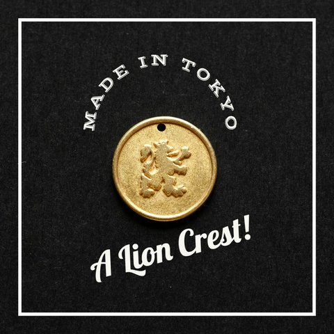 【2個】チャーム コイン 獅子/ライオンの紋章 （日本製、真鍮、生地）170