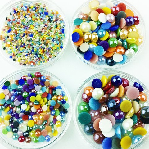 送料無料　半円 パール　2mm　4mm　7mm　8mm　全1150粒　カラー　ミックス　カボション　デコ　レジン　アクセサリー　ビーズ　パーツ　（AP0033）