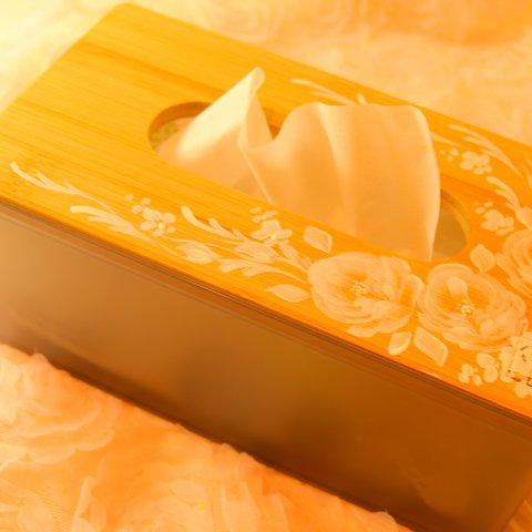 薔薇のエコサイズティッシュケース　トールペイント