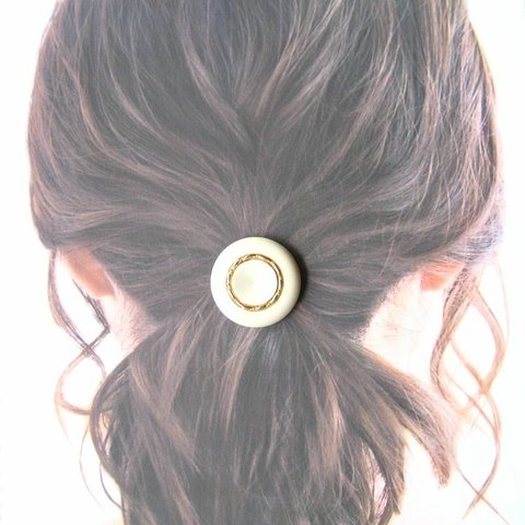 ヴィンテージボタンアクセサリー　ヘアアクセサリー　ボタンヘアゴム　ボタンポニーフック　【ヘアゴム/ポニーフック(2)】+++KOLORS+++