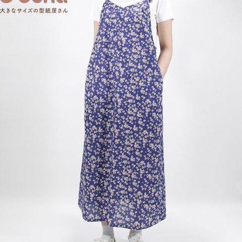 【買ってすぐ使える型紙】サイドボタン明きオーバーオール【M/L/LL/3L/4L/5L/6L/7L/8L】洋服