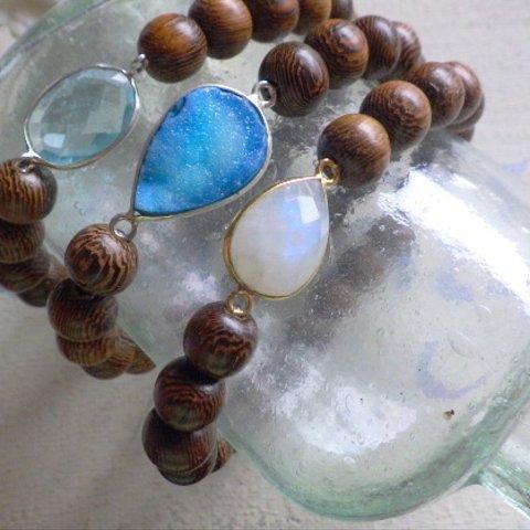 Wood Beach Bracelet *ムーンストーン＊Vermail*