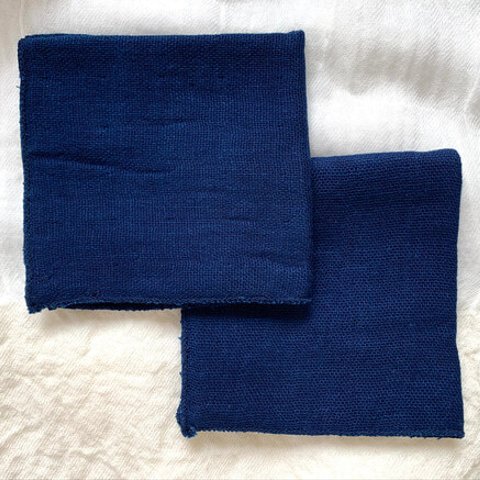 藍染 Organic Cotton3重ガーゼハンカチ2枚セット　小小