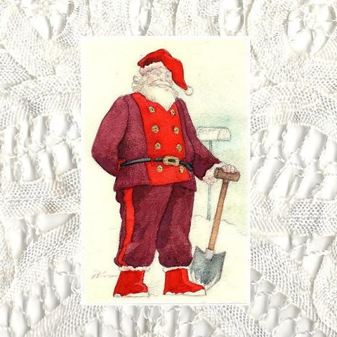 post card2枚セット『サンタさんの雪かき』㊷