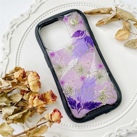 紫陽花のiFace風押し花スマホケース、iPhoneのみ対応、手帳型、iPhone15、iPhone15 Pro、iPhone15plus、iPhone14、iPhone14 plus、iPhone8