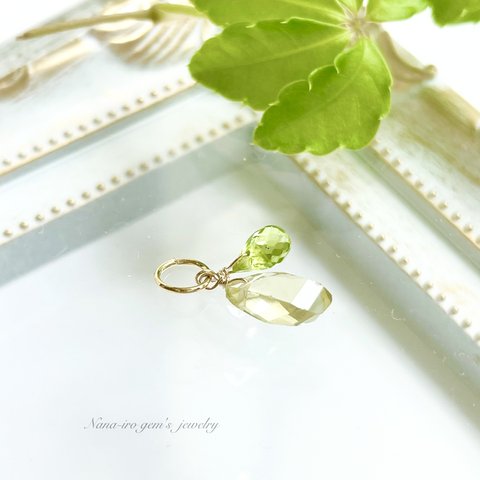 pendant top 《 lemon quartz × peridot 》