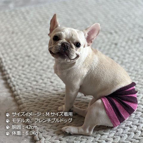シルクメランジ ワンちゃん(超/小型犬)用 ロングタイプ腹巻き ★ボーダー  S/Mサイズ