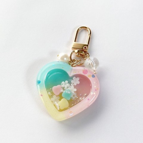 [4月26日再販] Dots shaker heart keychain (spring-colour)