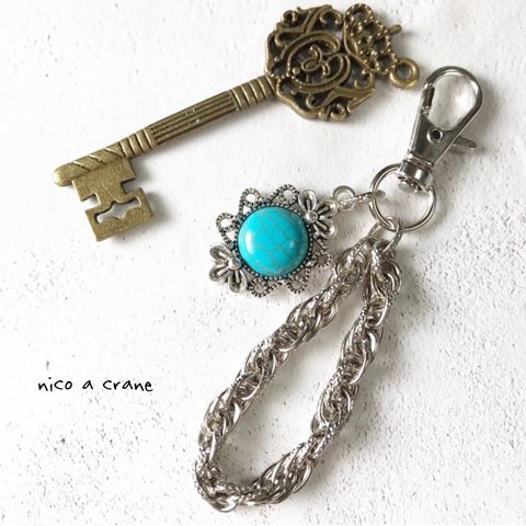 [キーチャーム]　silver×turquoise   キーチャーム