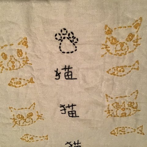 悪い猫軍団 “NEO SASHIKO” 花ふきん medium 黄