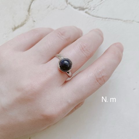 【リング】天然石ラピスラズリ(8mm)/サージカルステンレス/金属アレルギー対応/シルバーリング