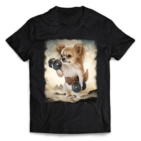 半袖Tシャツ チワワ 犬  ダンベル 筋トレ 筋肉 ワークアウト ジム by FOX REPUBLIC