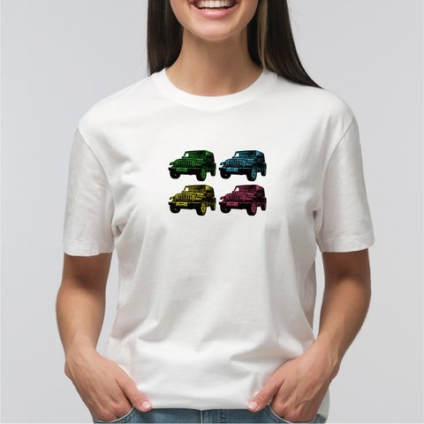 ジープ jeep 四駆 Tシャツ 4台 イラスト 写真 印刷 【名入れOK】 プリント tシャツ かわいい シンプル