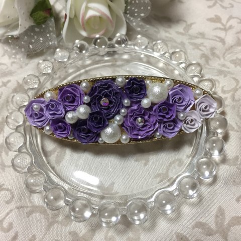 薔薇のロザフィ＊オーバル型バレッタ(紫)