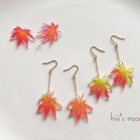 色づく紅葉のピアス