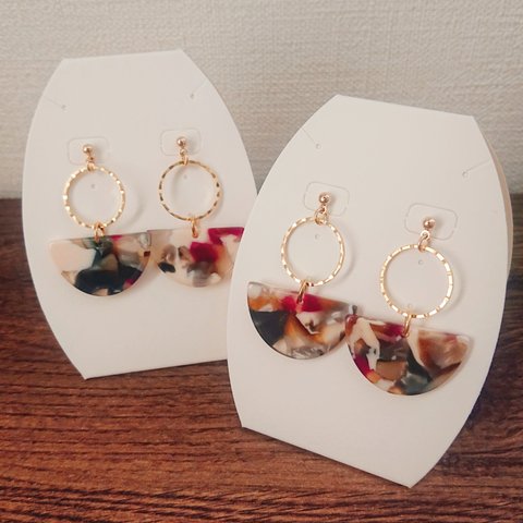 アクリル半円チャーム×ゴールドピアス