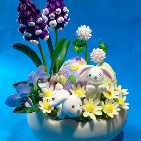 イースターアレンジ 「Happy Easter🍀(ブルー)」