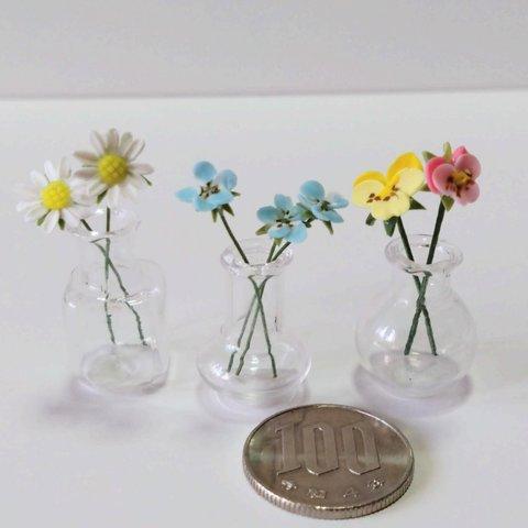 ミニチュアの花「春の花３種小瓶セット」