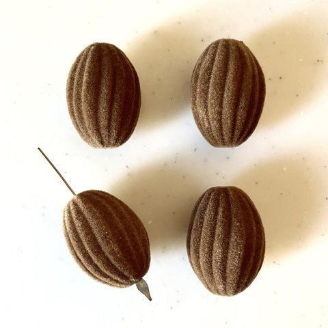 Brown Striped Oval Flocky Beads