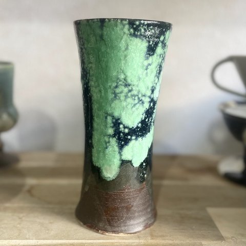 緑斑紋の花瓶(高)