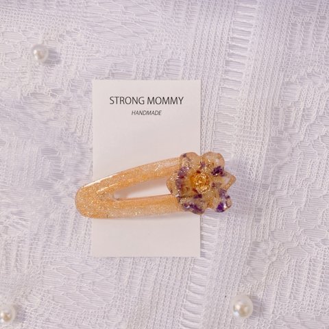 💐スターチス×お花モチーフのヘアクリップ🌼