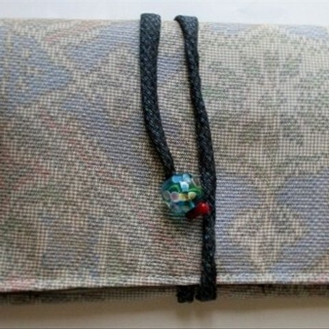 ６３７１　色大島紬の着物で作った和風財布・ポーチ＃送料無料
