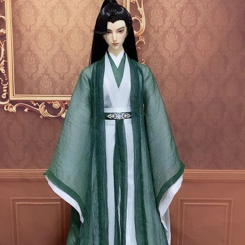 BJD DOLL ドール服 漢服 3点セット1/3サイズ 1/4サイズ 1/6ドール衣装 bjd1/3 doll服 球体関節人形服 中国の古代スタイル 男 グリーン