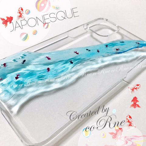 再販×4＊”JAPONESQUE 金魚が泳ぐ 流水” iPhoneケース＊他機種応相談