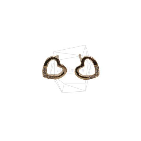 ERG-2657-G【2個入り】キュービックハートピアス/Cubic Heart Post Earrings