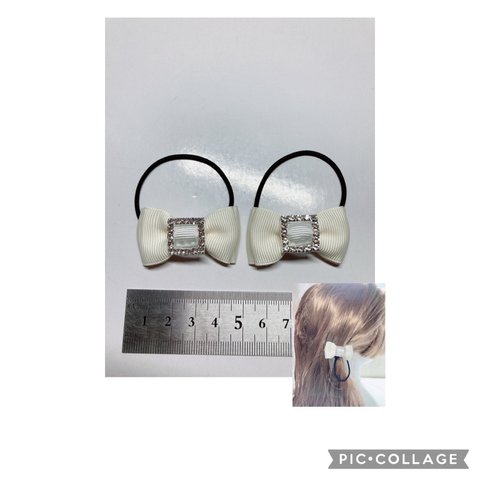 ハンドメイド　ヘアゴム   5センチほど　くろ　赤　紫　ピンク　白　他　入学式　卒業式　卒園式　ビジュー