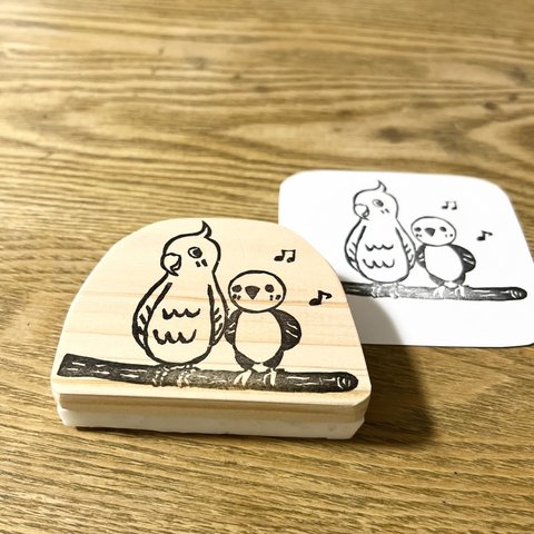 消しゴムはんこ⭐︎仲良しピッピくん♪キバタン&シロハラインコ