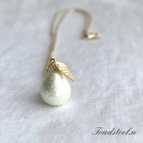 【特集掲載】フルーツ🍐cottonpearl  Paer ミントグリーン ネックレス