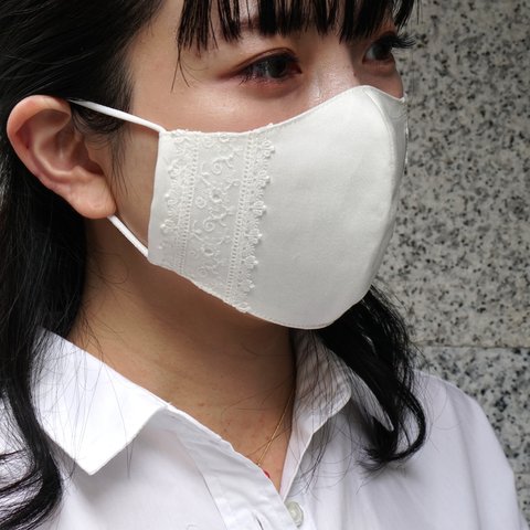 【セール】オフィスカジュアルのためのレース付き布マスク