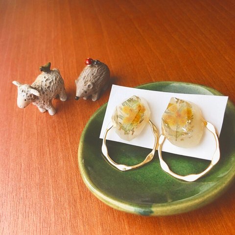 🌼ミモザ🌼ピアス🌼レジン🌼