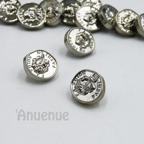 ミニメタルボタン12mm【Portrait Coin / Silver 】4個