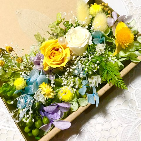 エレガントミモザ イエローローズハーバリウム　花材ドライフラワー　花材詰め合わせセット
