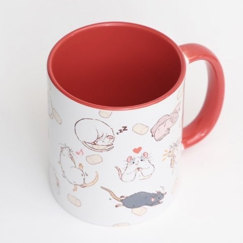 Fancy rat mug (red)