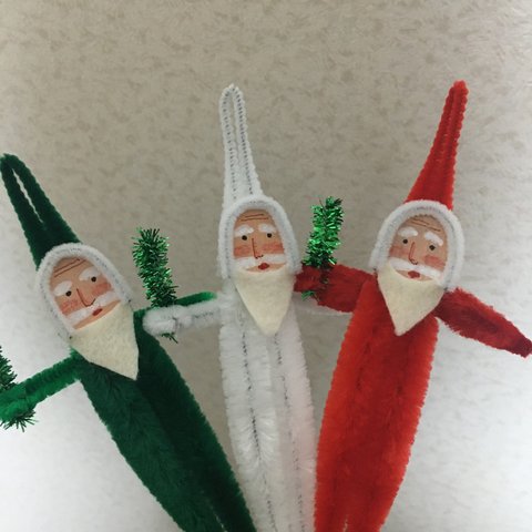 モールサンタ3人 クリスマスオーナメント♡クリスマス飾り♪赤サンタ3人に変更可能です♪