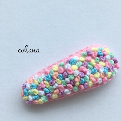 ぽこぽこ＊刺繍ヘアピン