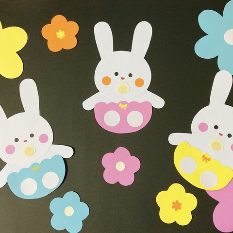 【壁面飾り】🐰三つ子の赤ちゃん🐰